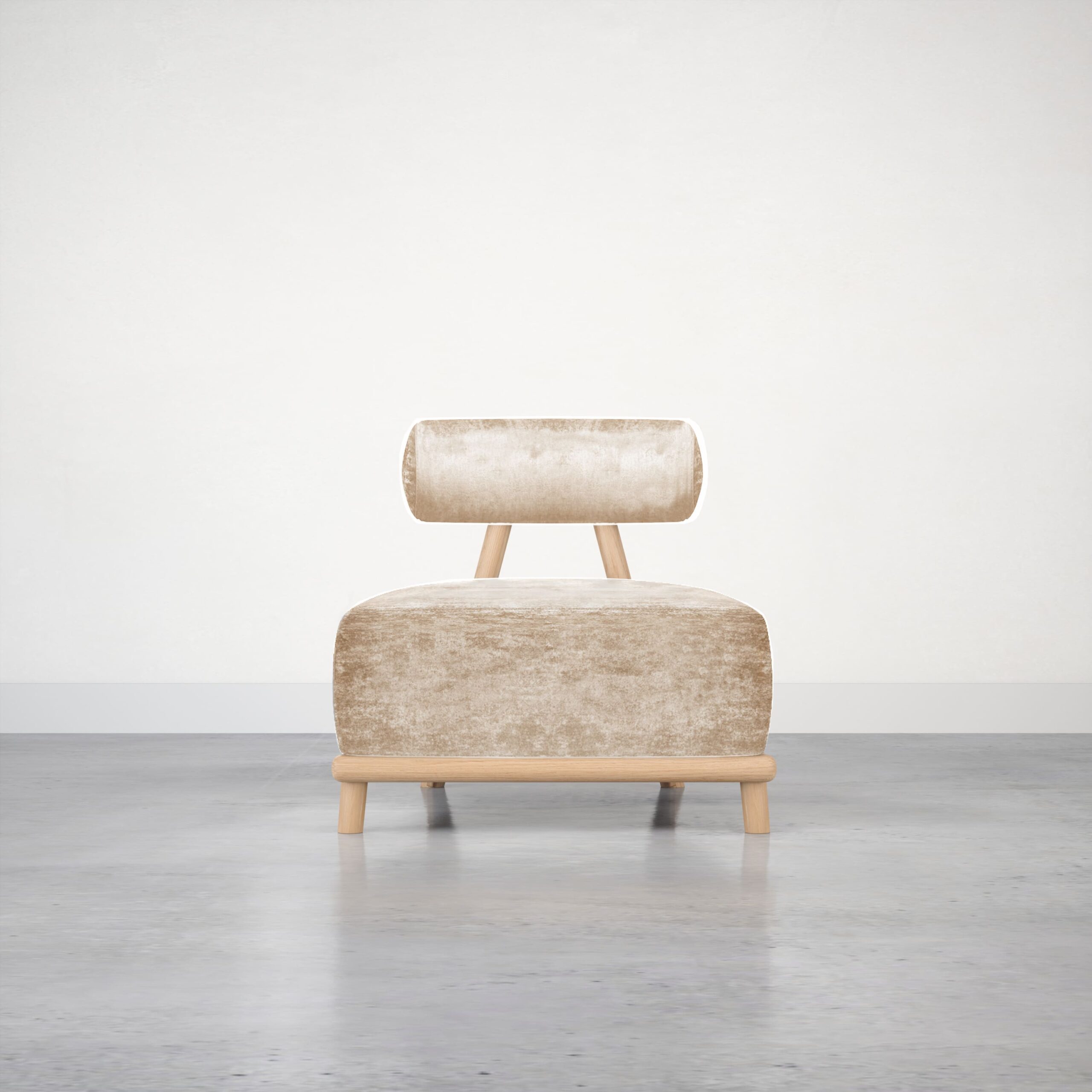 Pearl velvet natural fotel front2